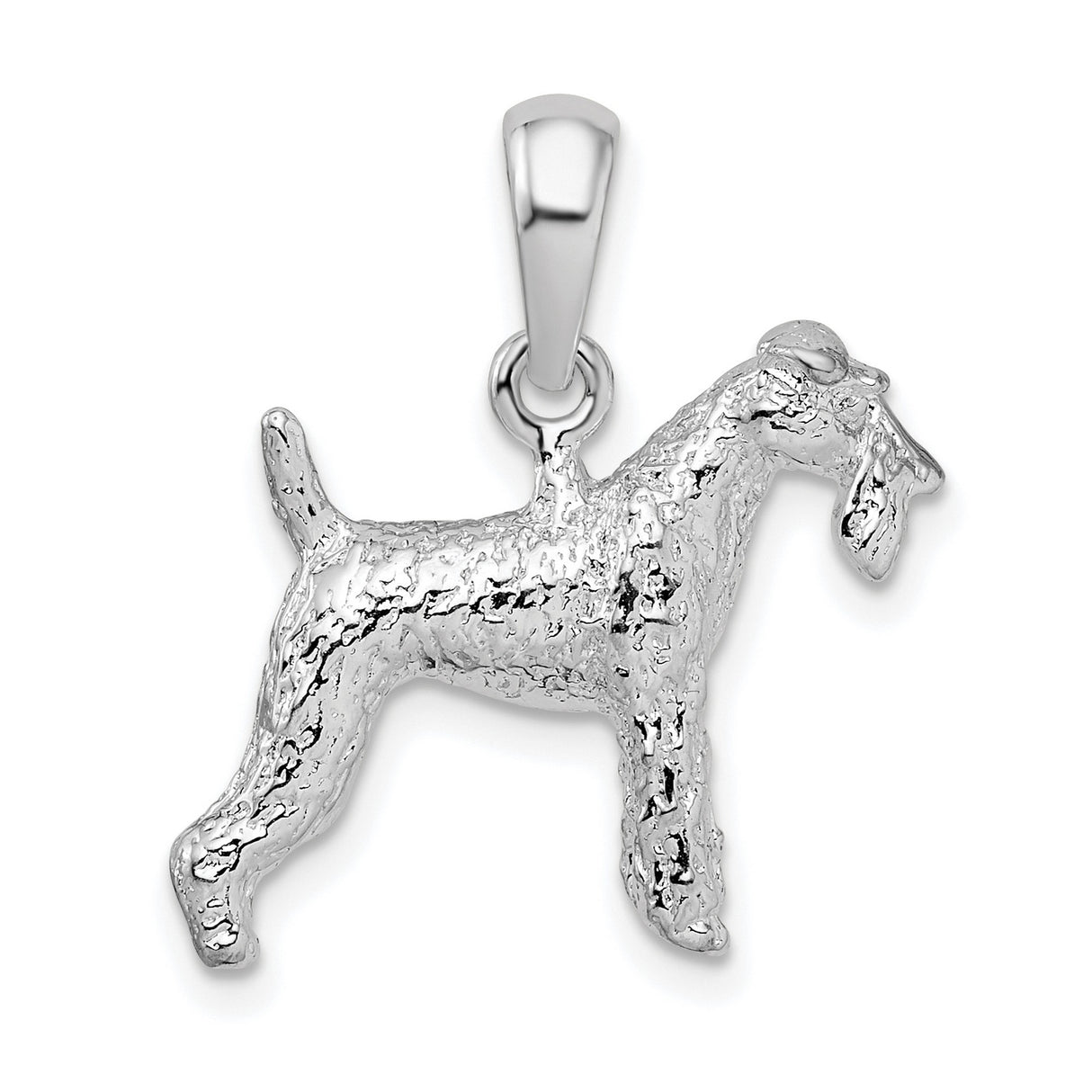 Sterling Silver Schnauzer Dog Pendant, Textured Terrier Charm, Realistic Canine Design