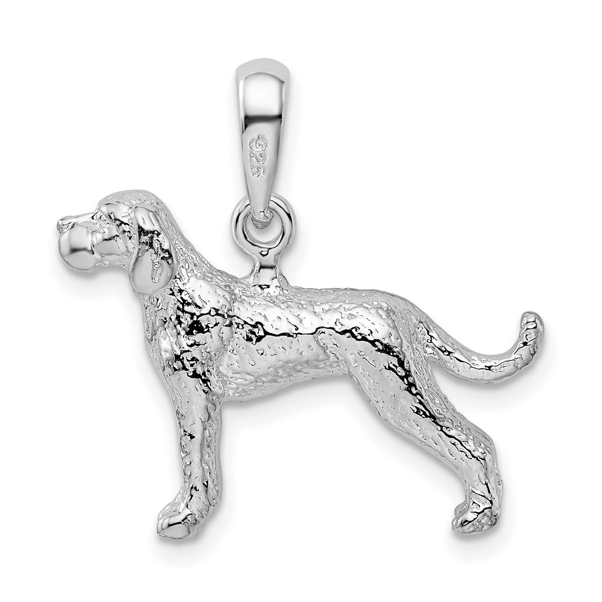Textured 3-D English Pointer Dog Charm Pendant in Real 925 Sterling Silver