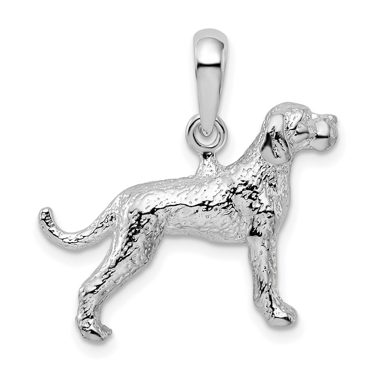 Textured 3-D English Pointer Dog Charm Pendant in Real 925 Sterling Silver
