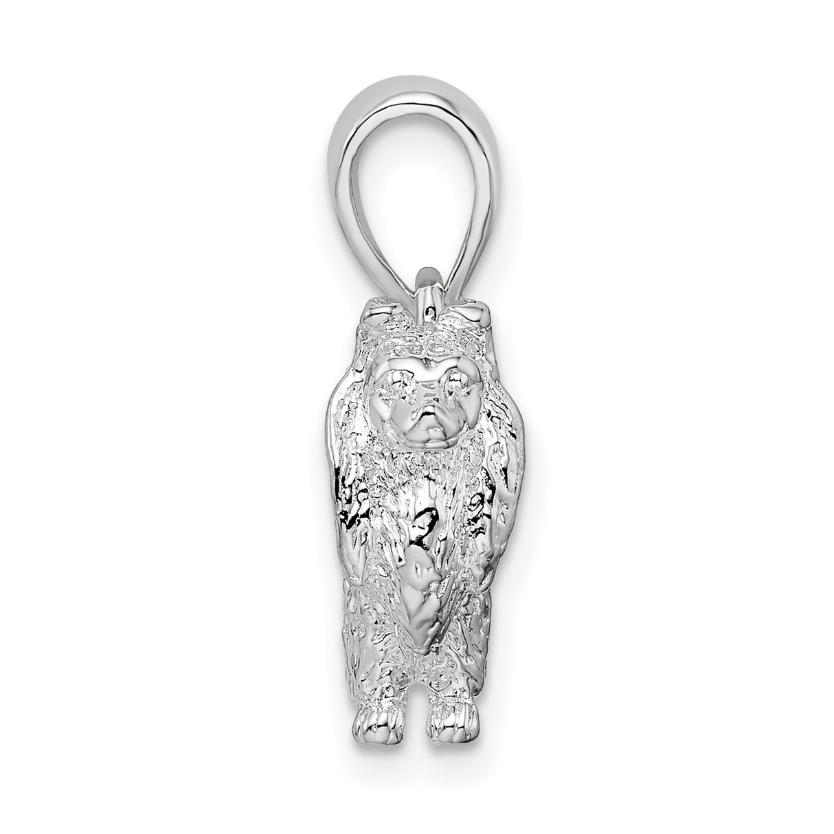 Textured 3-D Shetland Sheepdog Charm Pendant in Real 925 Sterling Silver