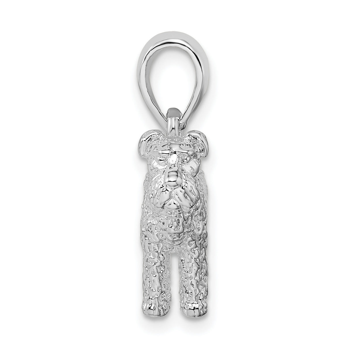 Sterling Silver Terrier Pendant, Realistic 3D Dog Charm with Textured Finish for Dog Lovers