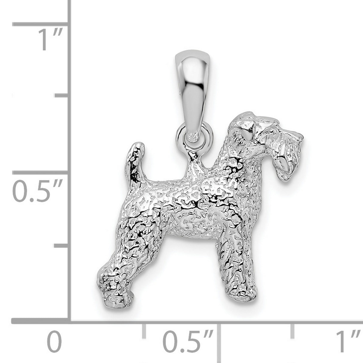 Sterling Silver Terrier Pendant, Realistic 3D Dog Charm with Textured Finish for Dog Lovers