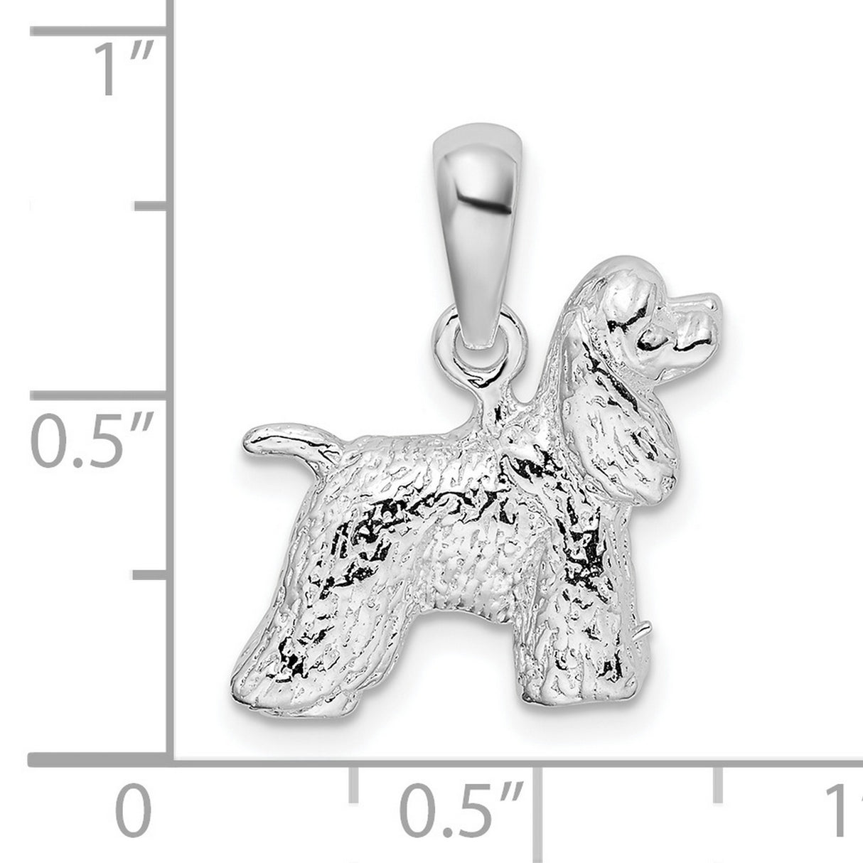 Sterling Silver Cocker Spaniel Dog Pendant, Textured Full-Bodied Canine Charm