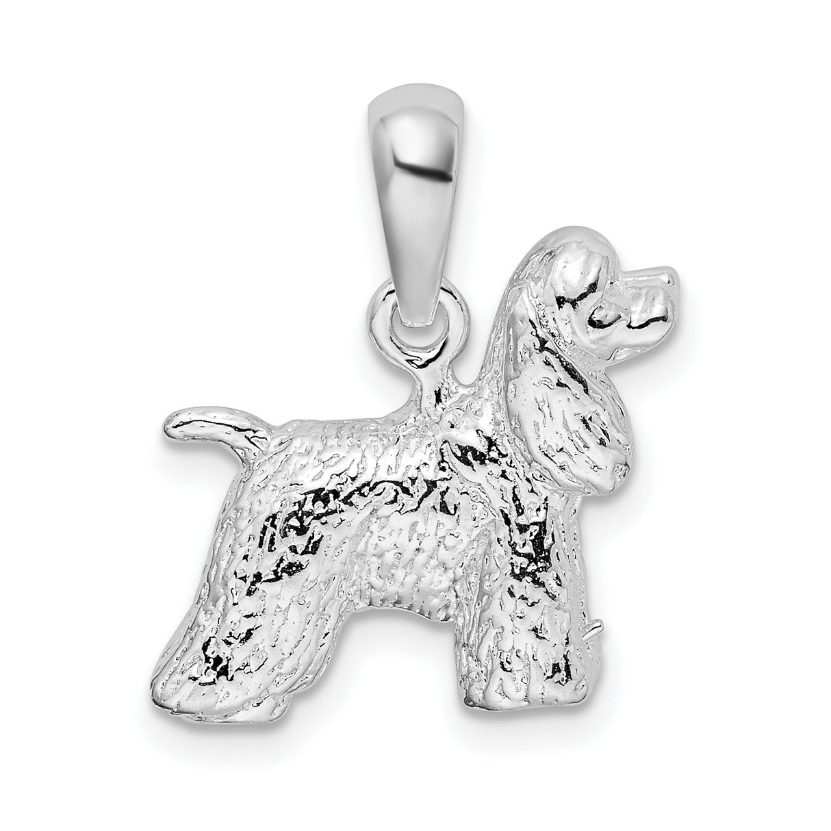 Sterling Silver Cocker Spaniel Dog Pendant, Textured Full-Bodied Canine Charm