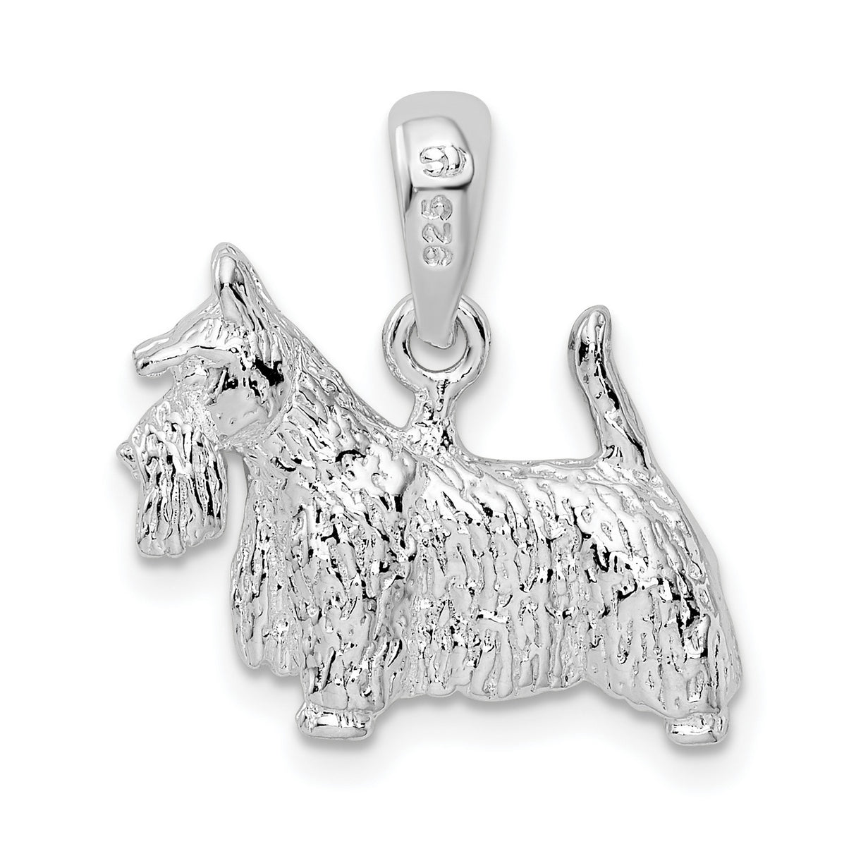 Sterling Silver Scottish Terrier Pendant, Textured Dog Charm, Scottie Dog Jewelry for Women or Unisex