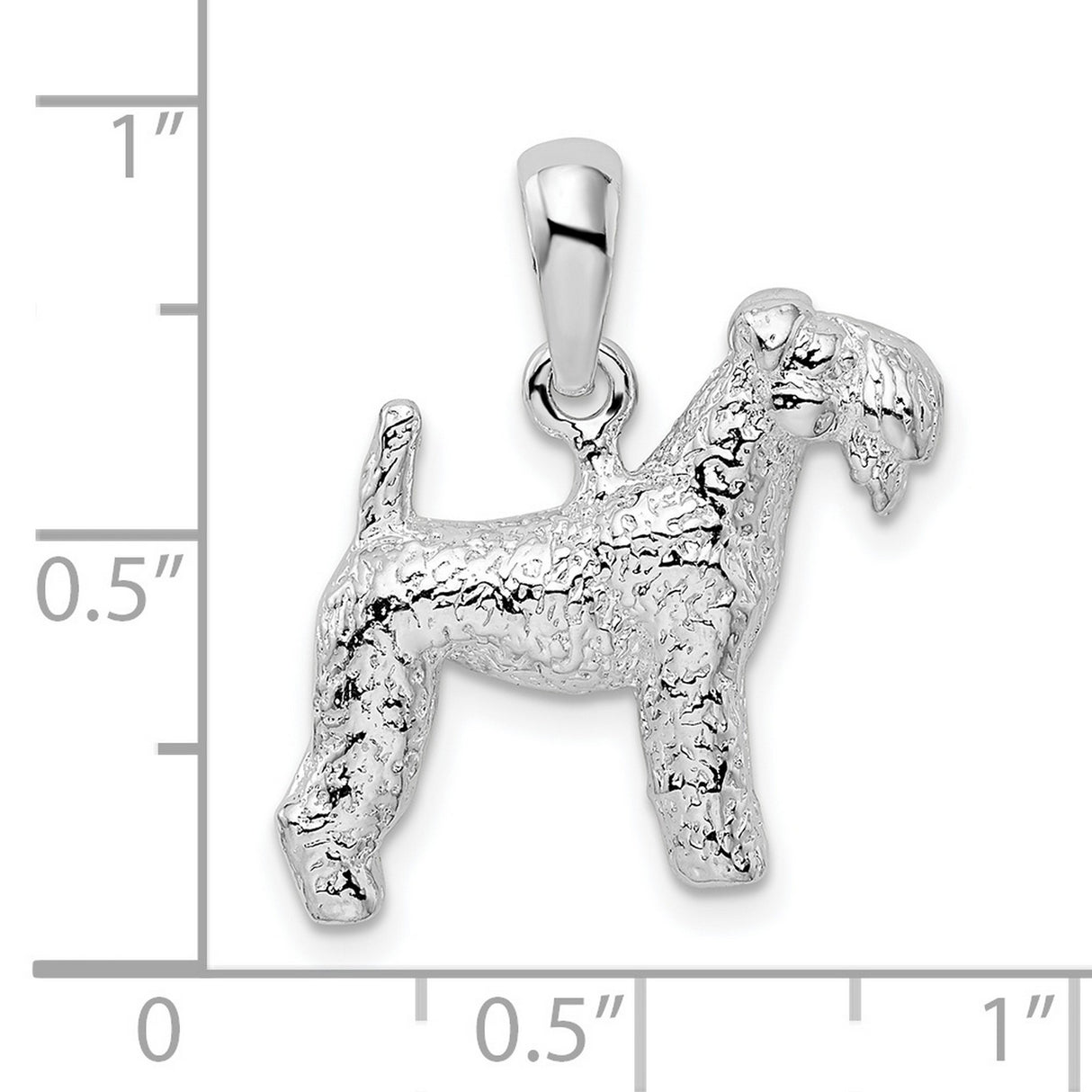 Textured 3-D Kerry Blue Terrier Charm Pendant in Real 925 Sterling Silver