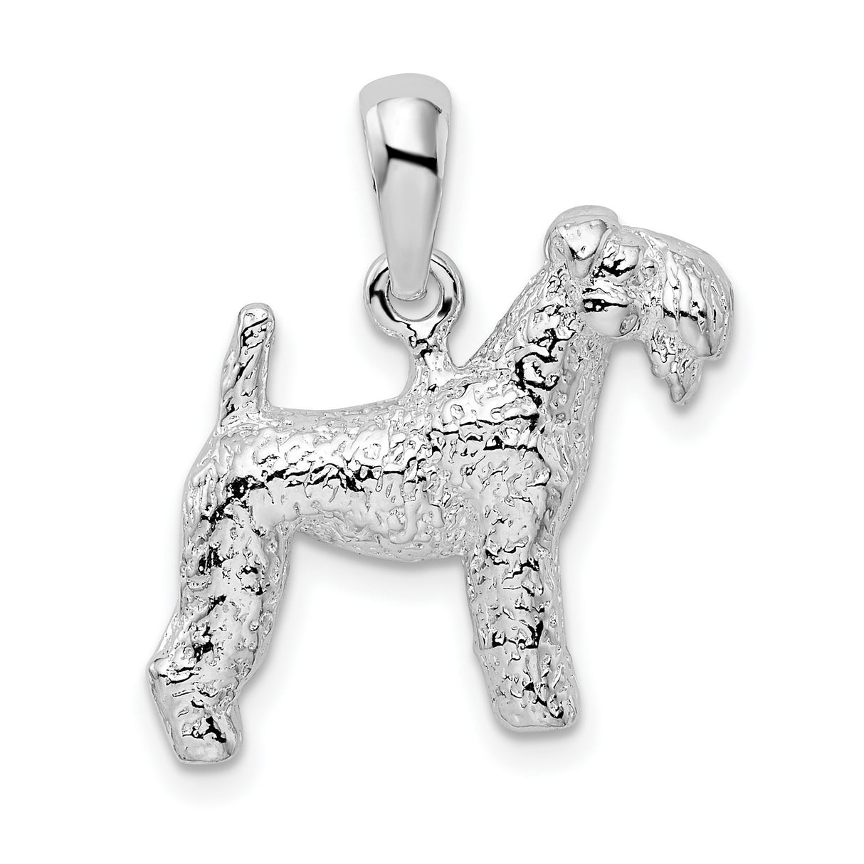 Textured 3-D Kerry Blue Terrier Charm Pendant in Real 925 Sterling Silver