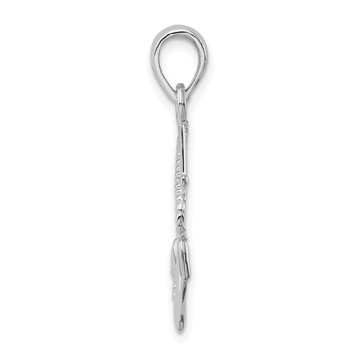 Polished 3-D Anchor and Rope Charm Pendant in Real 925 Sterling Silver