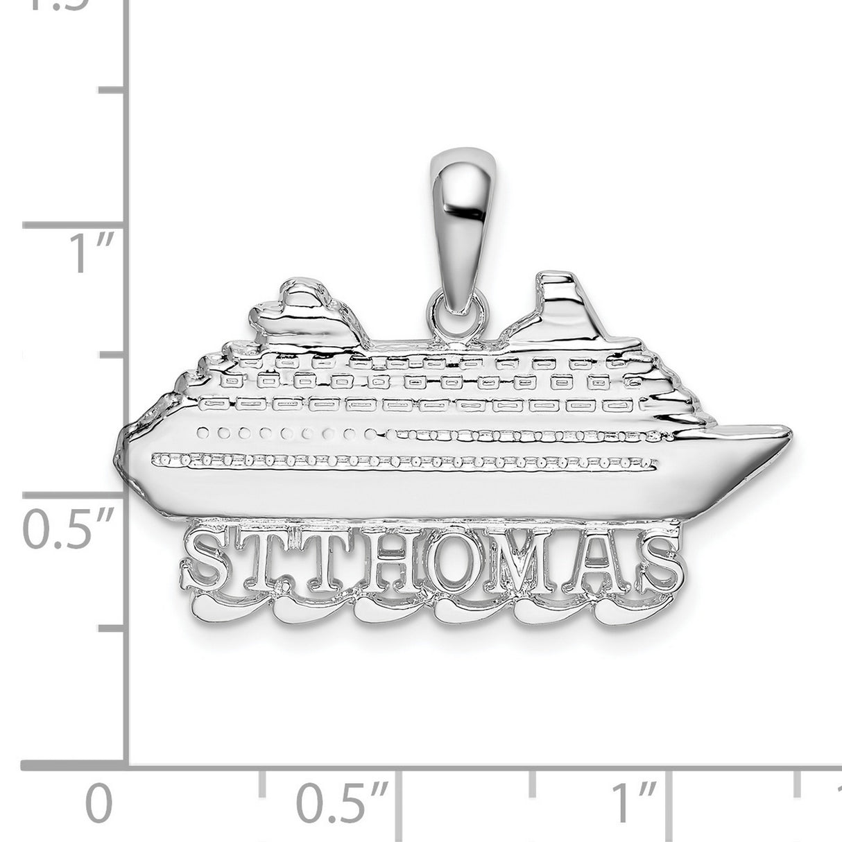 Sterling Silver Cruise Ship Pendant with ST THOMAS, Caribbean Travel Souvenir for Women or Unisex