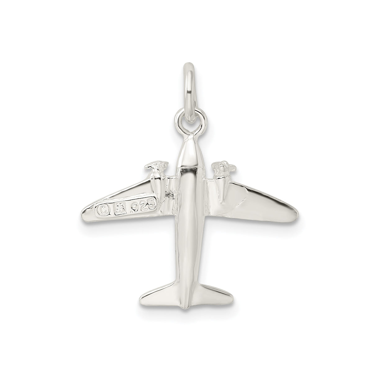 Sterling Silver Airplane Pendant with Military Jet Design and Star Insignia
