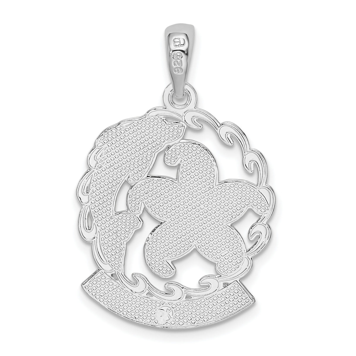 Sterling Silver Pendant with Starfish, Dolphin, and Wave Design, Coastal Ocean Theme