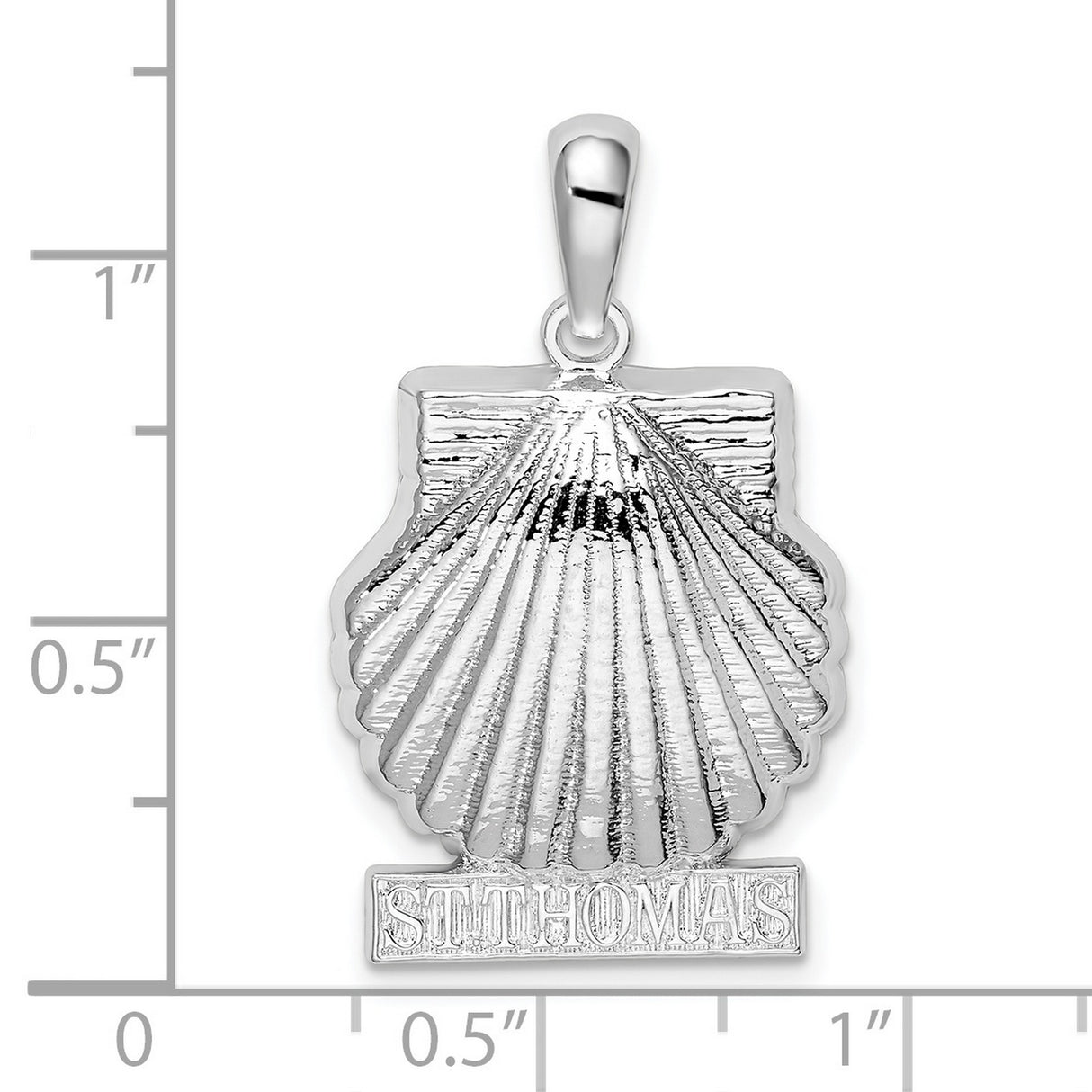 Sterling Silver Scallop Shell Pendant with St Thomas Engraving, Christian Faith Charm