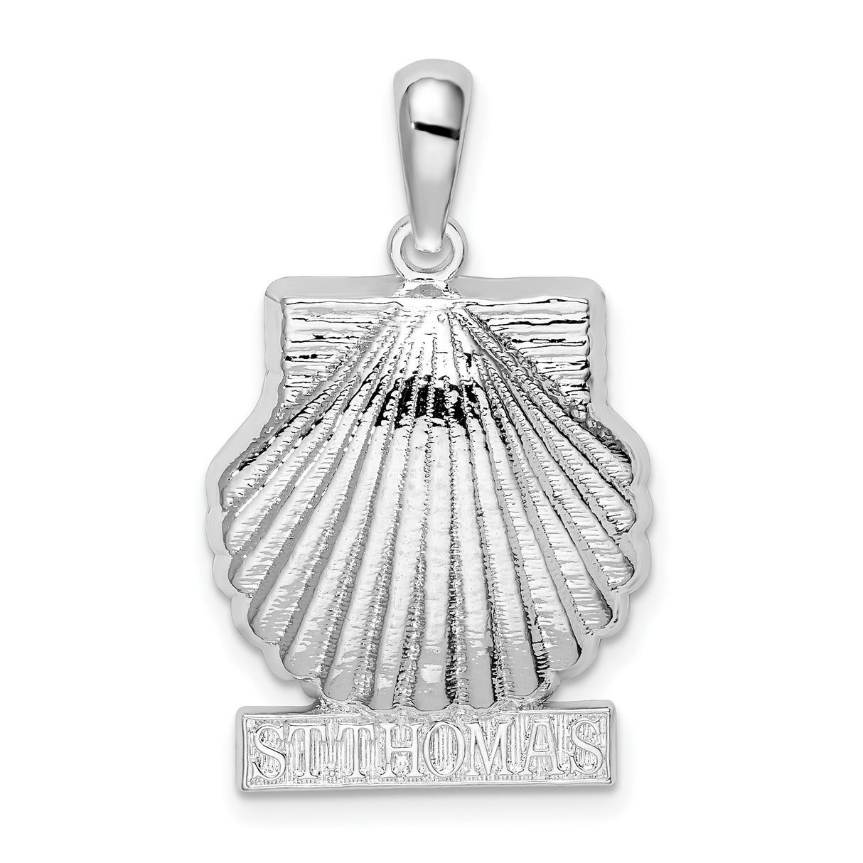 Sterling Silver Scallop Shell Pendant with St Thomas Engraving, Christian Faith Charm