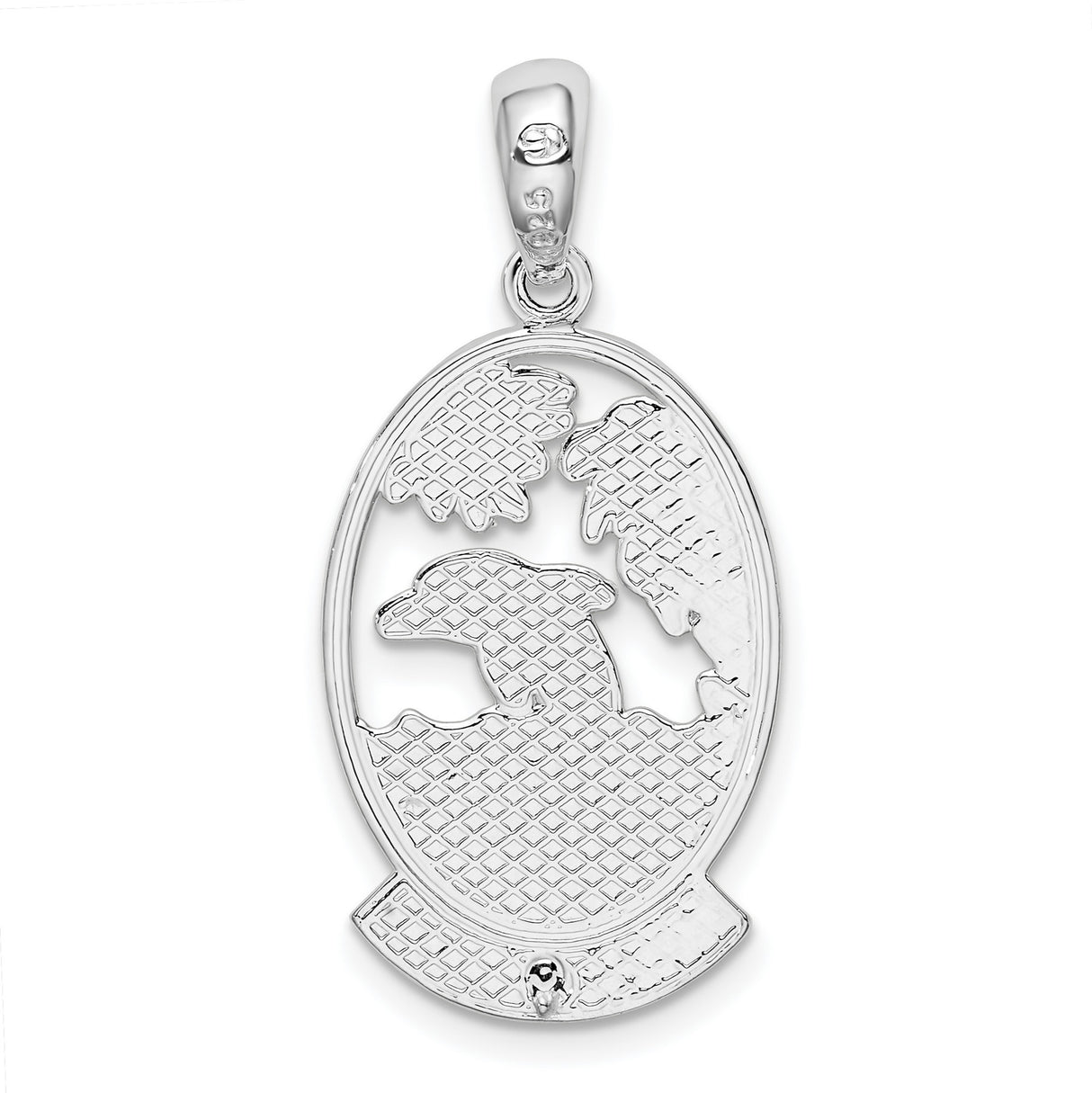 Sterling Silver Dolphin Pendant with Palm Tree, Sun and Waves, St Thomas Souvenir