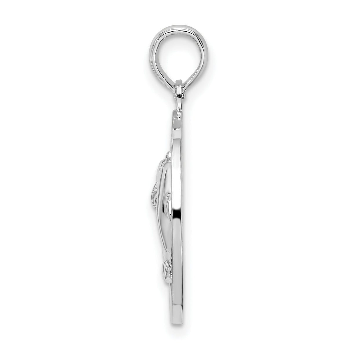 Sterling Silver Dolphin Pendant with St Thomas Engraving, Heart Design, Nautical Charm for Women