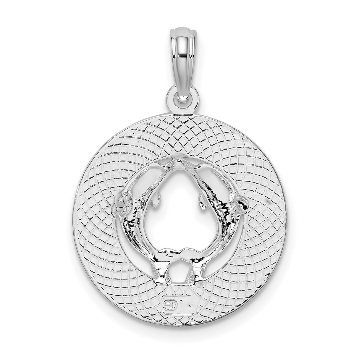 Sterling Silver Dolphin Pendant with St Thomas Engraving, Heart Design, Nautical Charm for Women