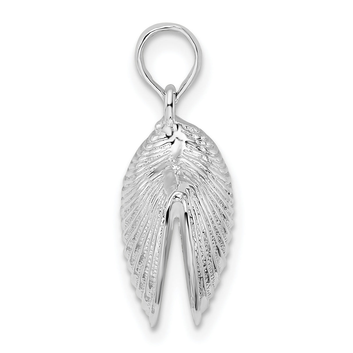 Sterling Silver Seashell Pendant with Detailed Clam Shell Design, Ocean-Inspired Beach Jewelry