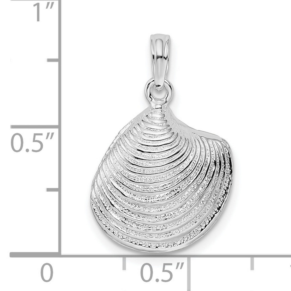 Sterling Silver Seashell Pendant with Detailed Clam Shell Design, Ocean-Inspired Beach Jewelry