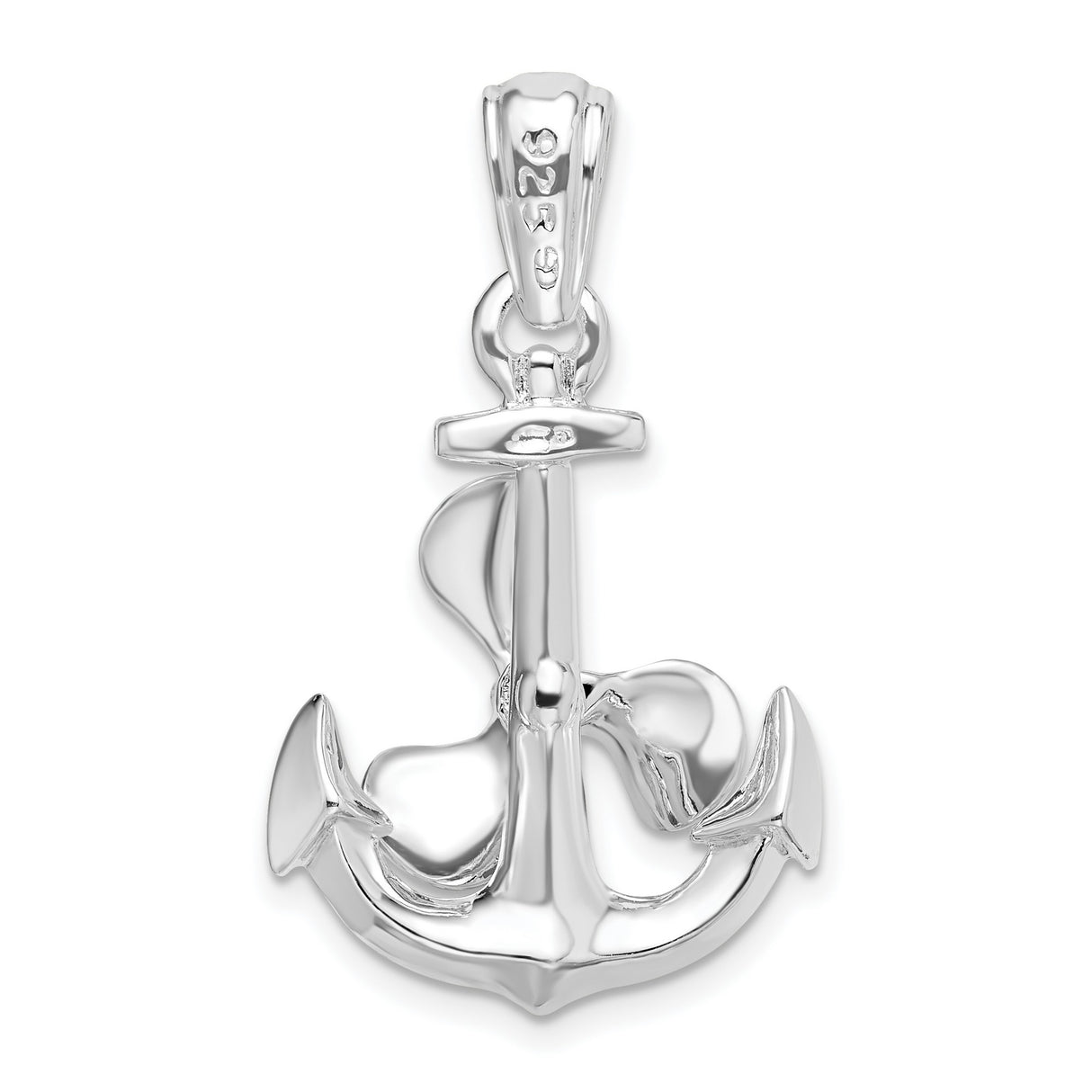 Sterling Silver Pendant with Anchor and Ship Propeller, Nautical Marine Theme for Men or Unisex