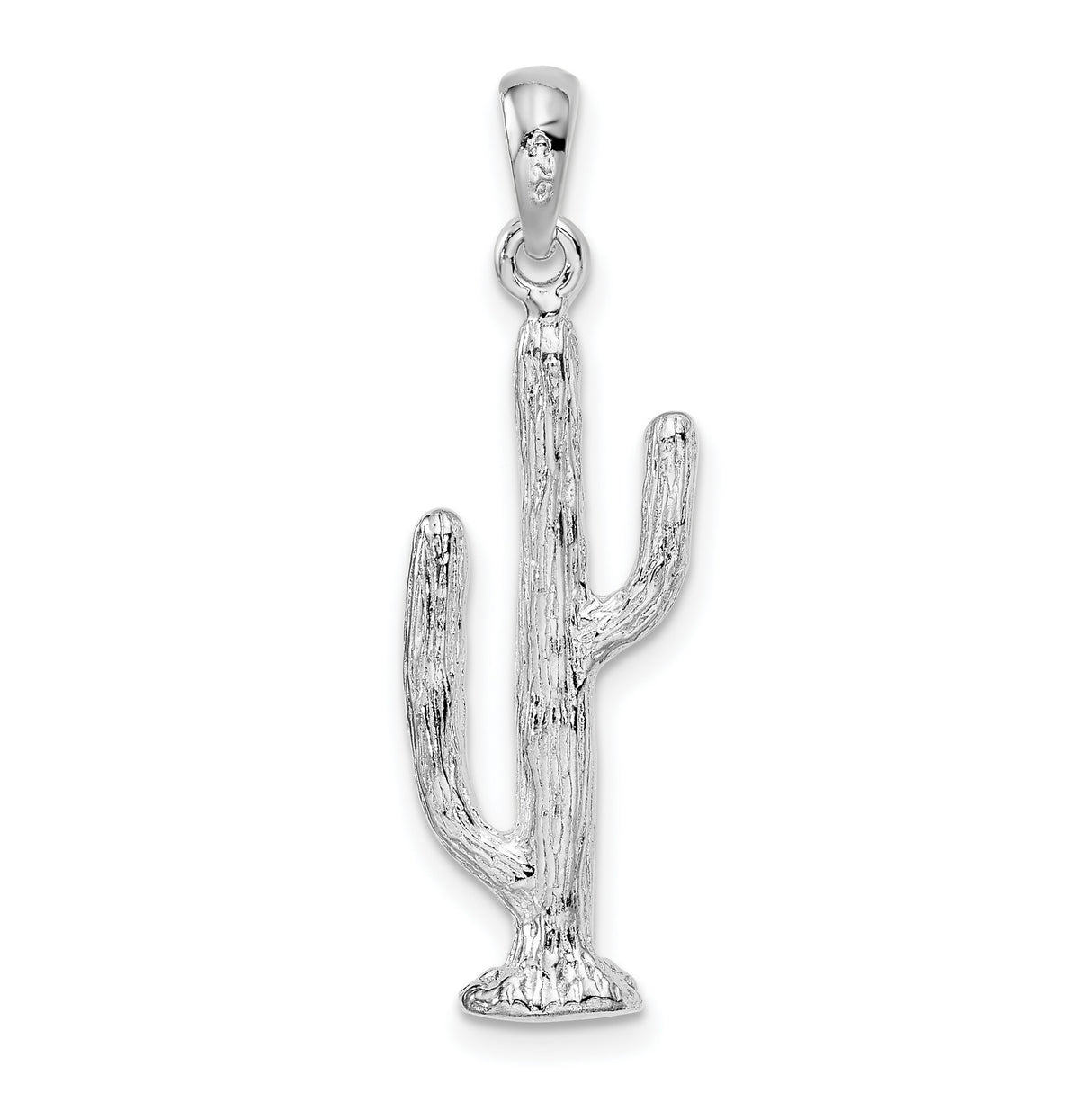 Sterling Silver Saguaro Cactus Pendant, Southwestern Desert Motif Charm for Women or Men