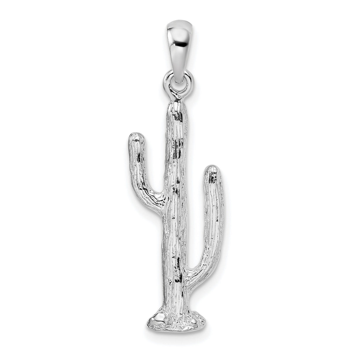 Sterling Silver Saguaro Cactus Pendant, Southwestern Desert Motif Charm for Women or Men