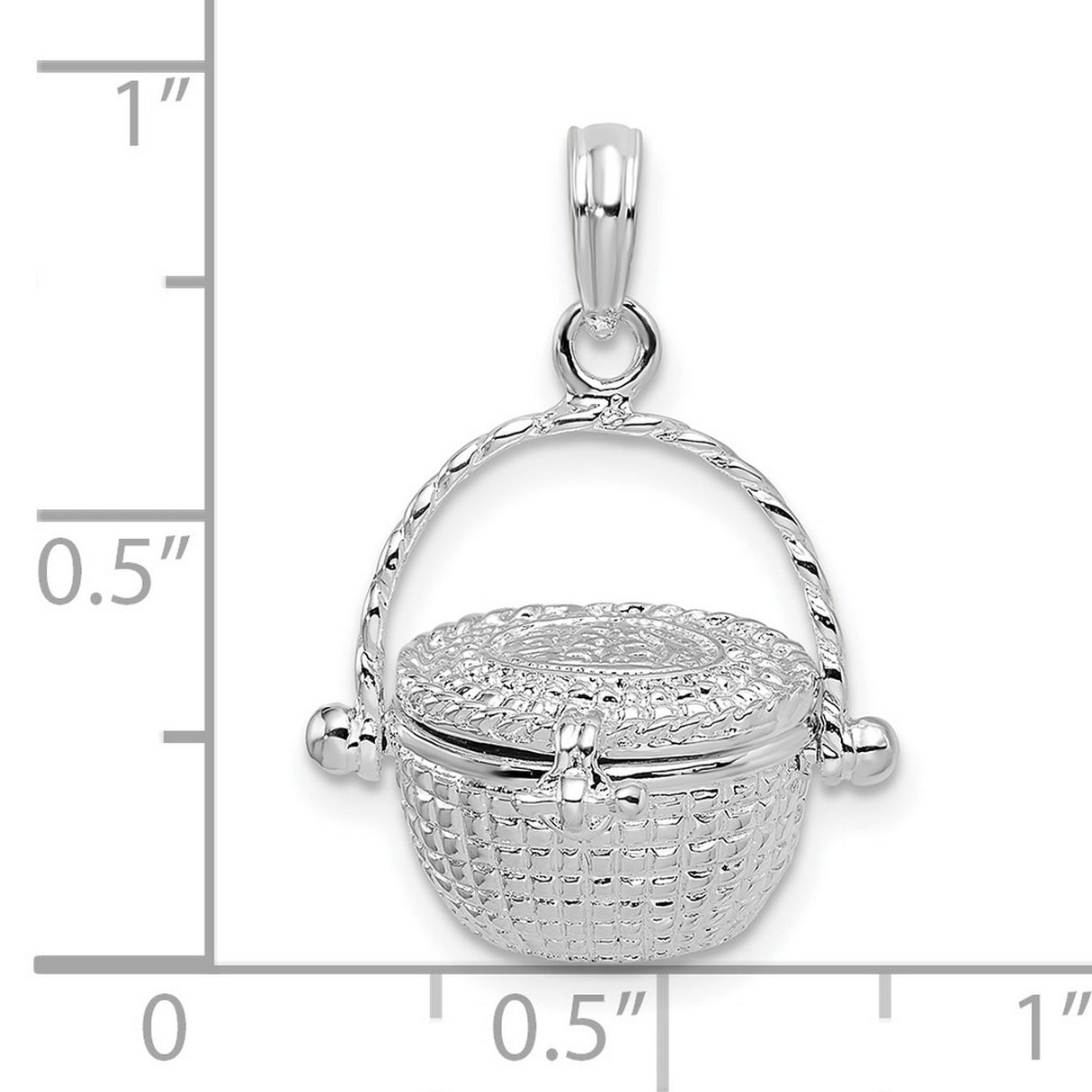 Polished Moveable 3-D Nantucket Basket Charm Pendant in Real 925 Sterling Silver