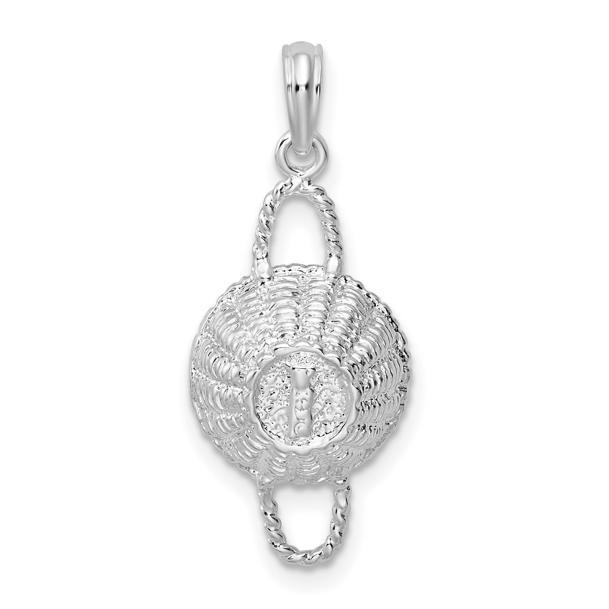 Sterling Silver Pendant with Basket Weave Design, Twisted Rope Edge, Boho Folk Style
