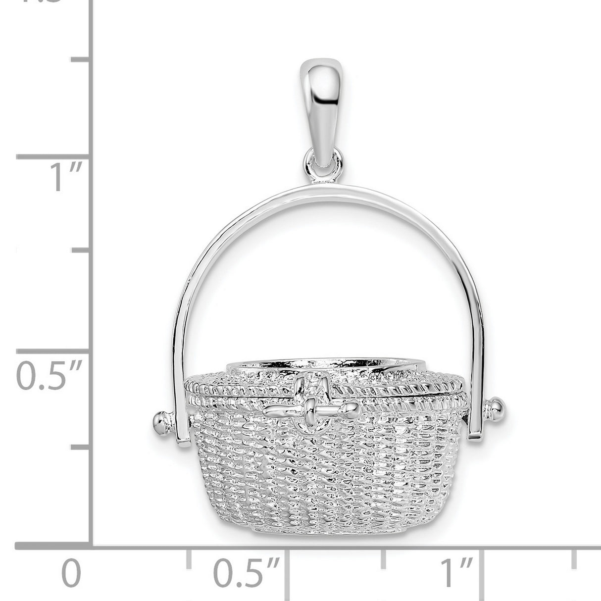 Sterling Silver Basket Pendant with Woven Motif, Vintage Rustic Jewelry for Women