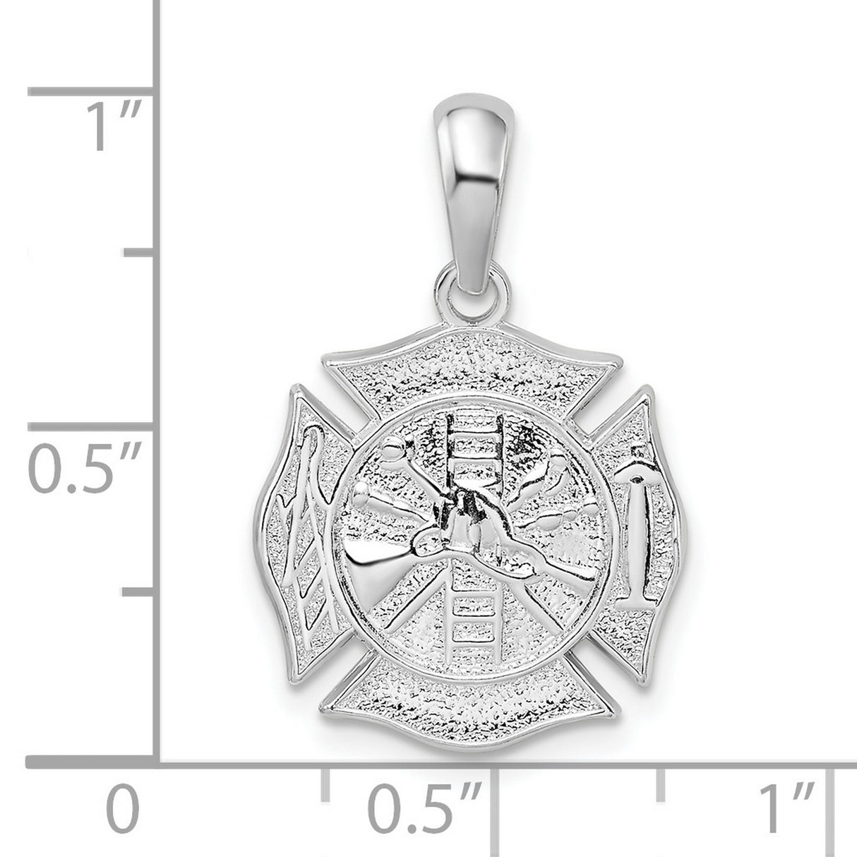 Sterling Silver Firefighter Pendant with Maltese Cross, Axe, Ladder, and Helmet Symbols