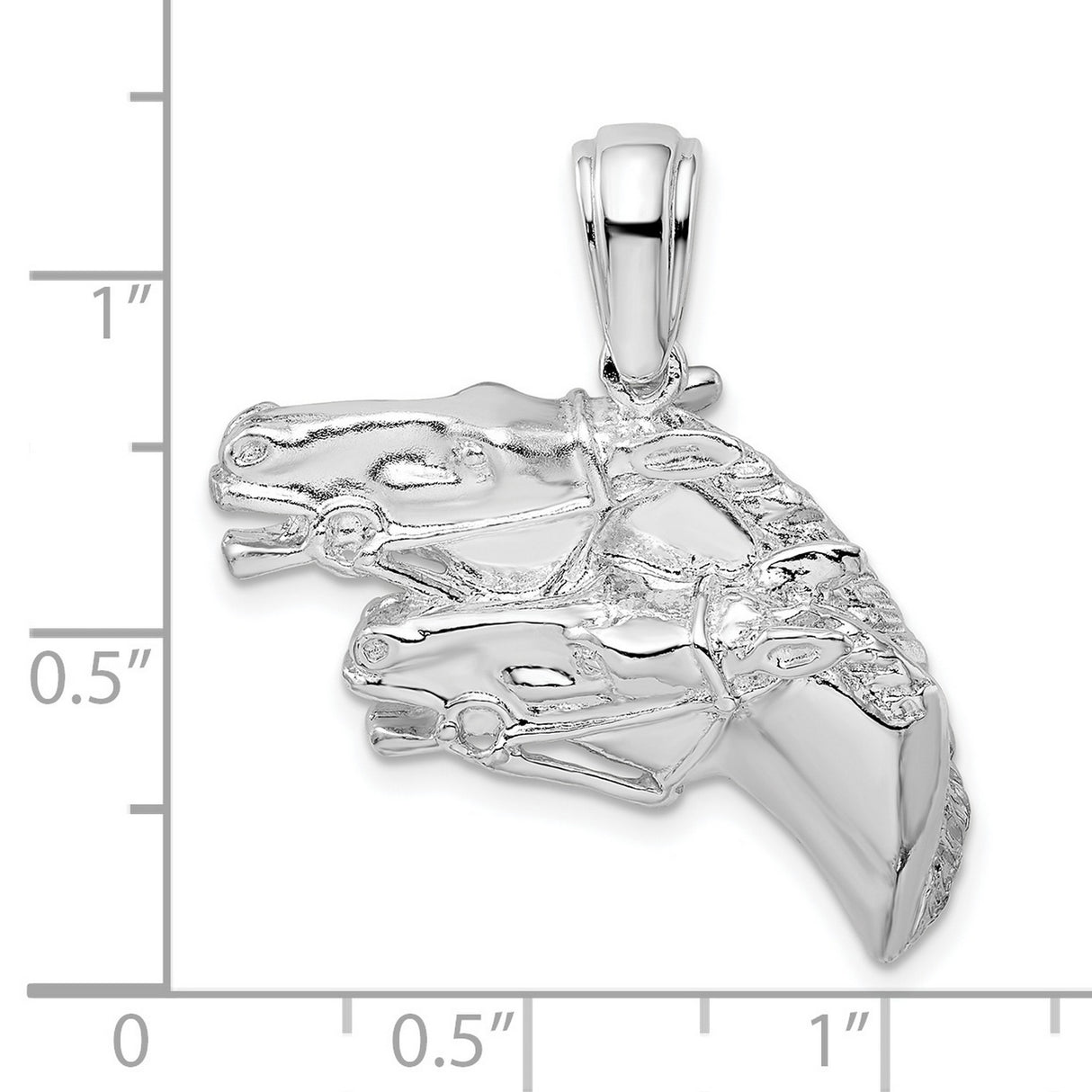 Sterling Silver Horse Pendant with Three Galloping Horse Heads, Equestrian Unisex Charm