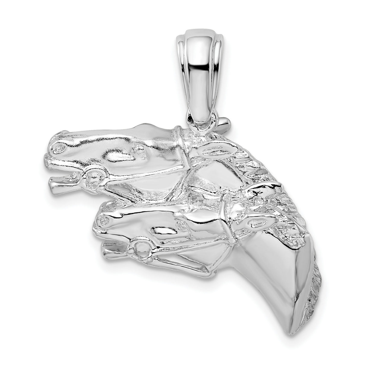 Sterling Silver Horse Pendant with Three Galloping Horse Heads, Equestrian Unisex Charm