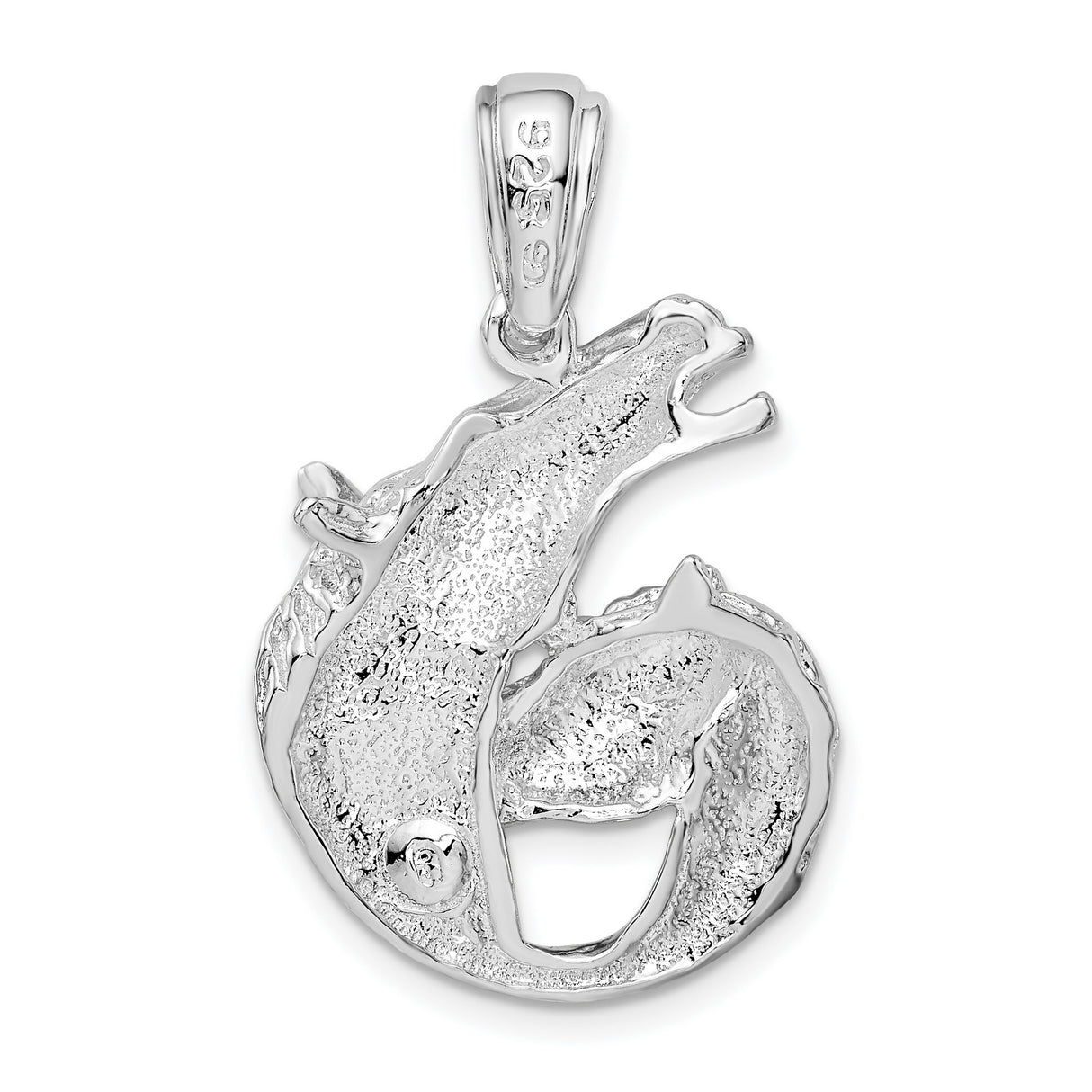 Sterling Silver Double Horse Head Pendant with Circular Equestrian Design