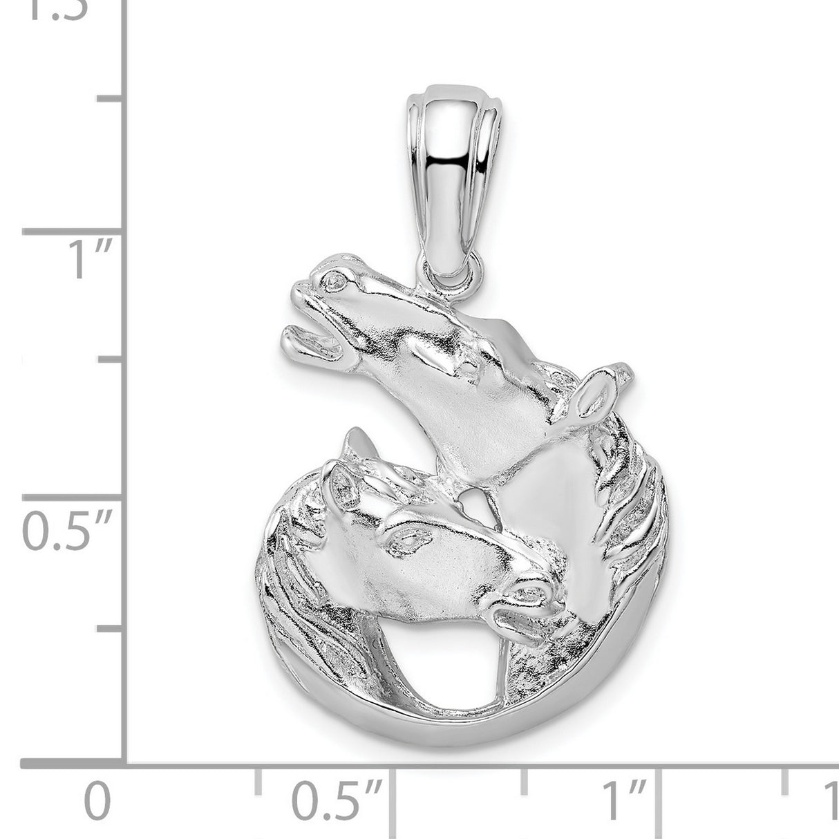 Sterling Silver Double Horse Head Pendant with Circular Equestrian Design