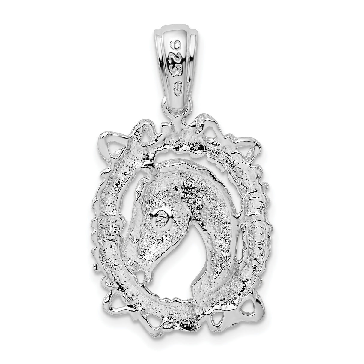 Sterling Silver Horse Head Pendant with Floral and Bow Detail, Western Equestrian Style