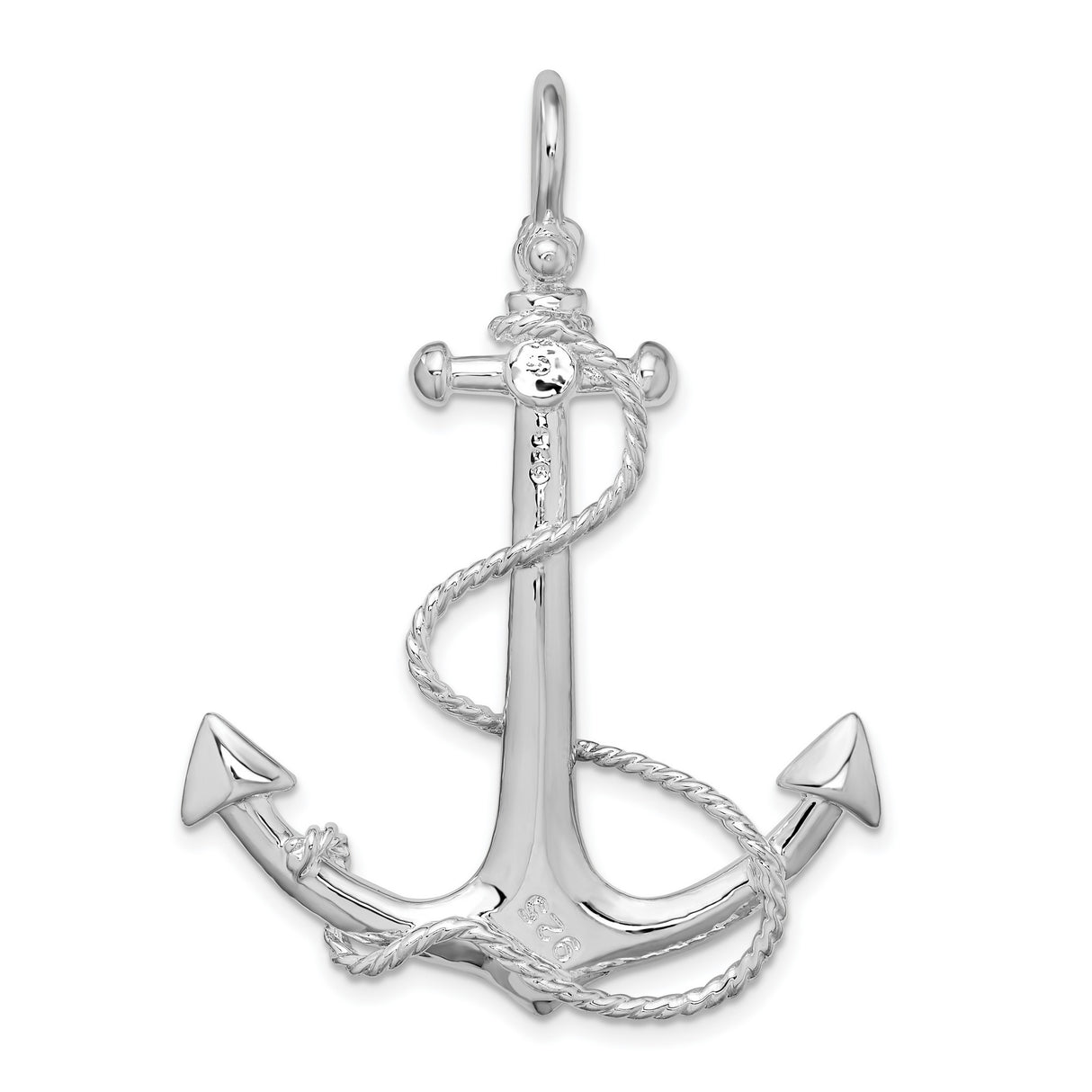 Sterling Silver Anchor Pendant with Rope Design, Nautical Christian Symbol for Men and Women