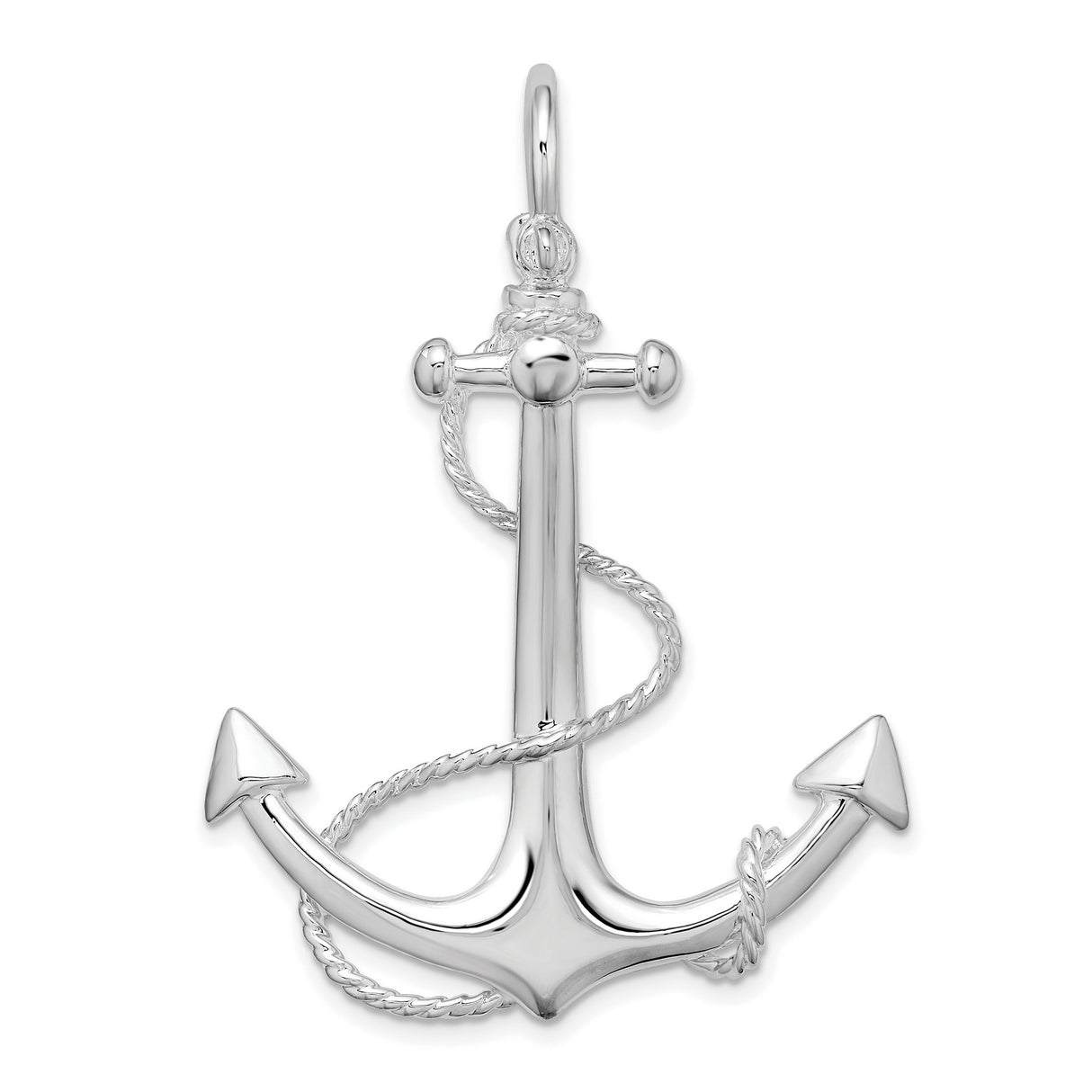 Sterling Silver Anchor Pendant with Rope Design, Nautical Christian Symbol for Men and Women