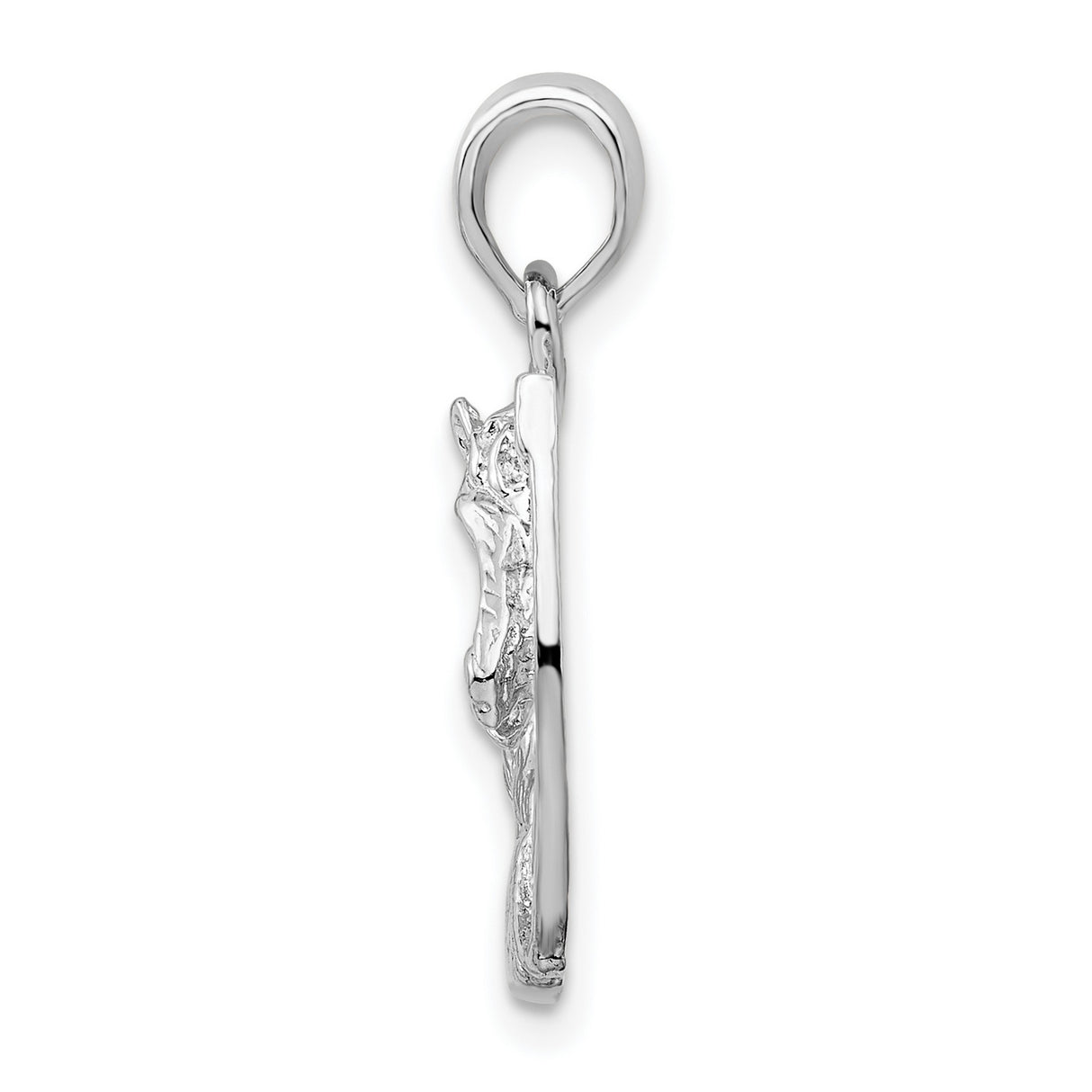 Sterling Silver Horse Head in Horseshoe Pendant, Western Equestrian Style Charm
