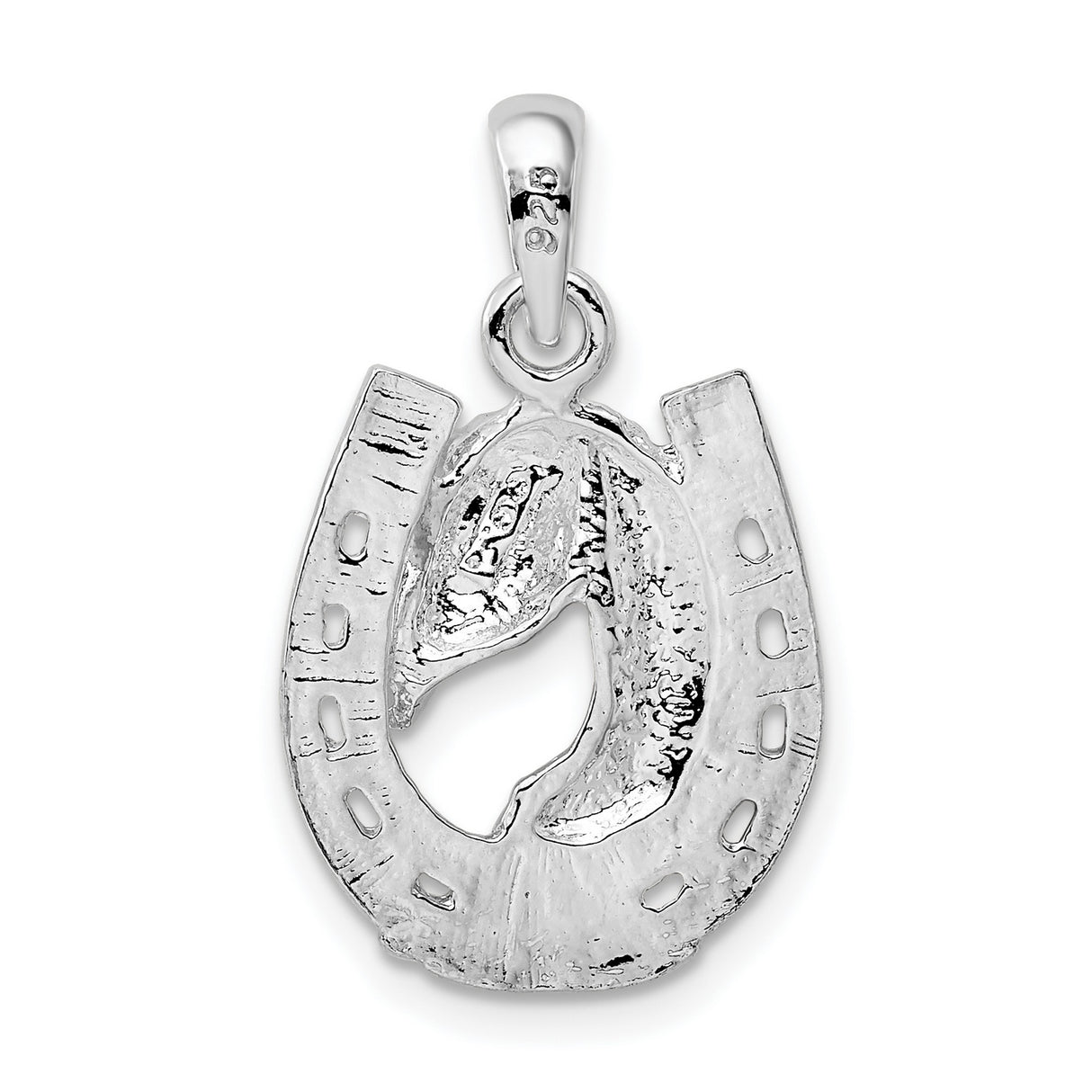 Sterling Silver Horse Head in Horseshoe Pendant, Western Equestrian Style Charm