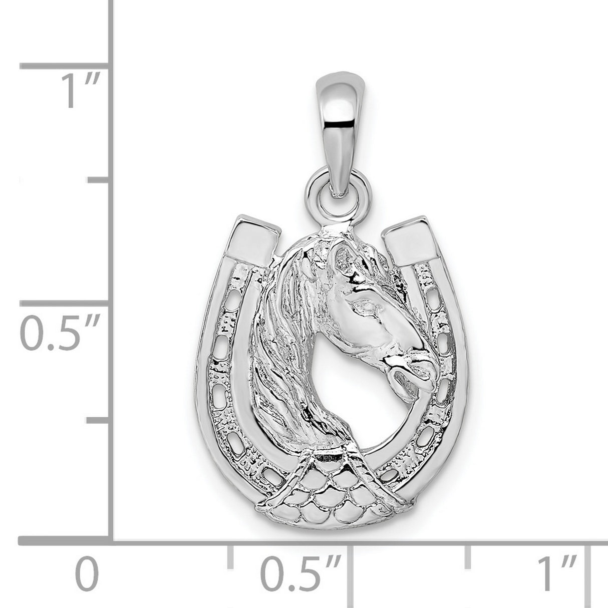 Sterling Silver Horse Head in Horseshoe Pendant, Western Equestrian Style Charm