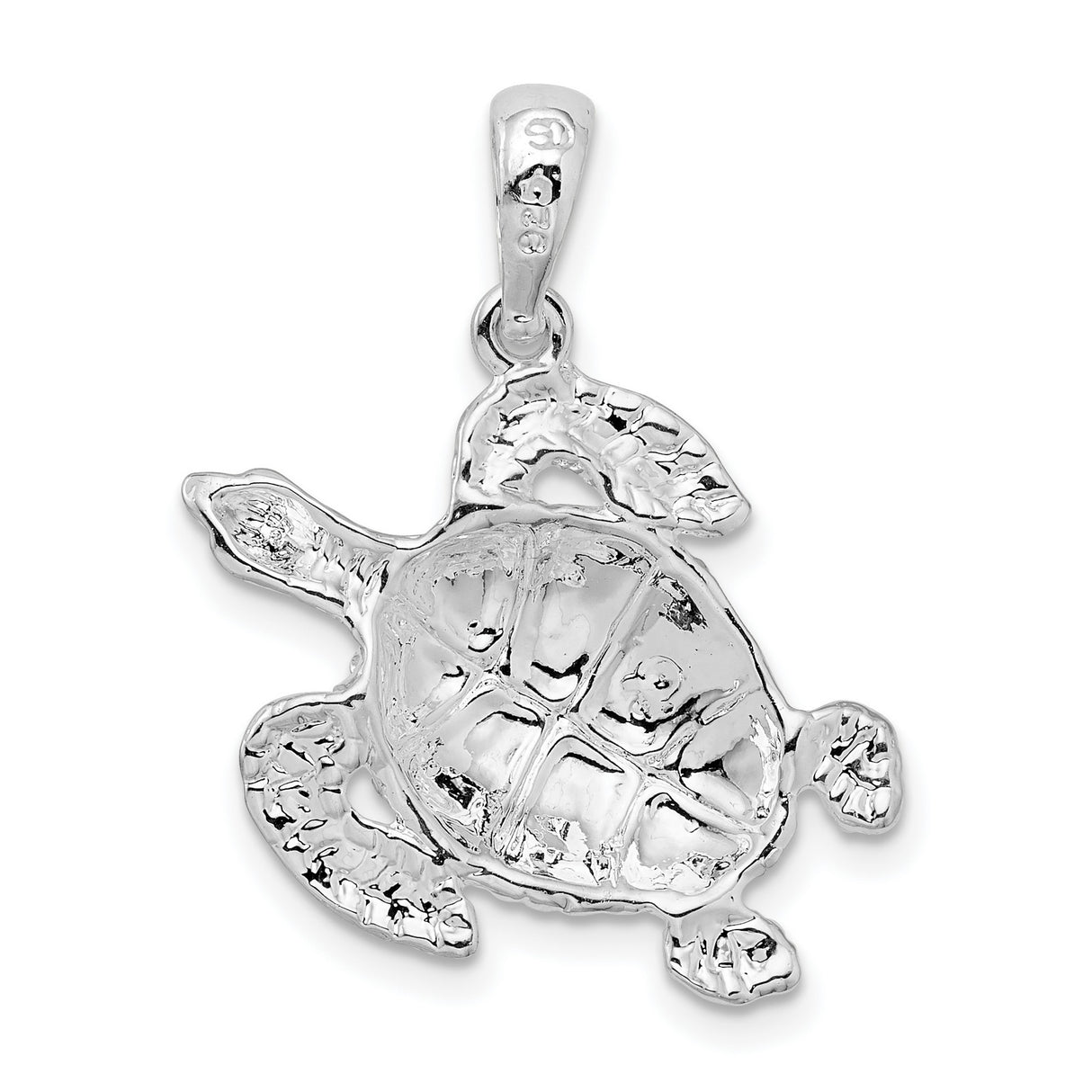Sterling Silver Turtle Pendant, Detailed Sea Turtle Design, Nautical Theme Jewelry
