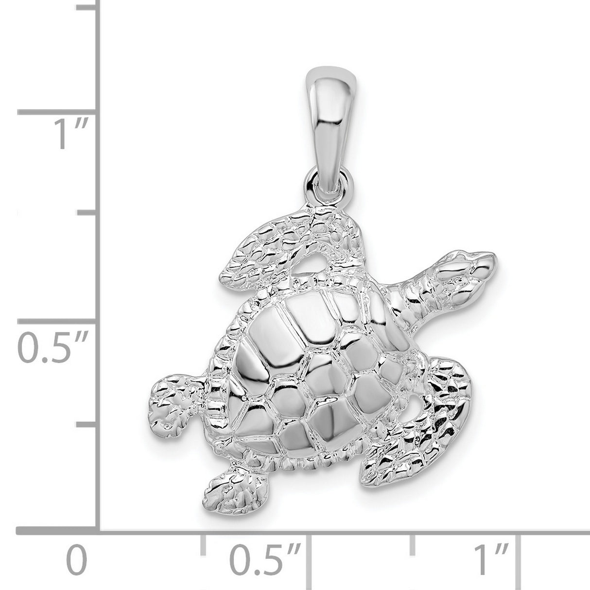 Sterling Silver Turtle Pendant, Detailed Sea Turtle Design, Nautical Theme Jewelry