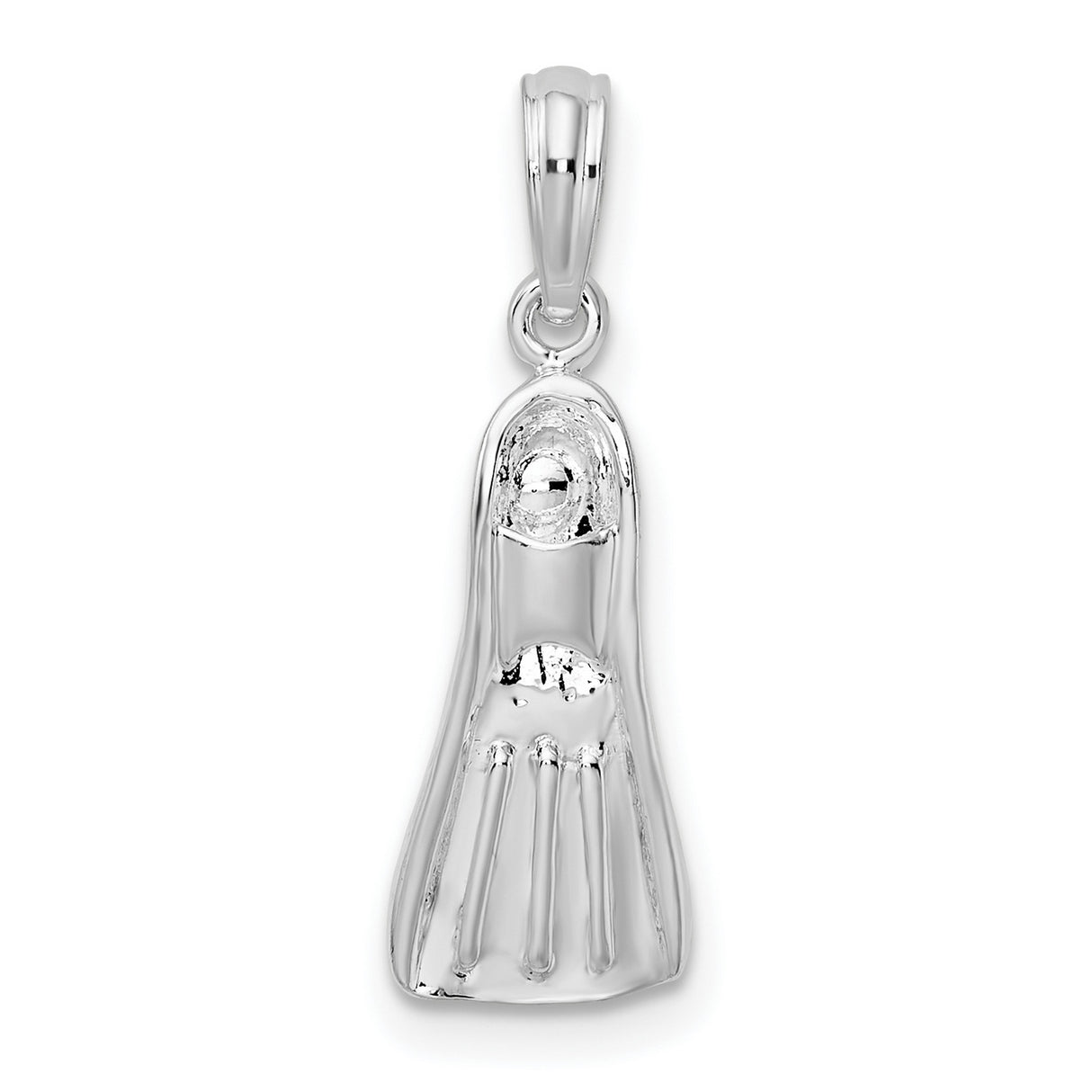 Sterling Silver Scuba Diving Flipper Pendant, 3D Fin Charm, Nautical Marine Theme