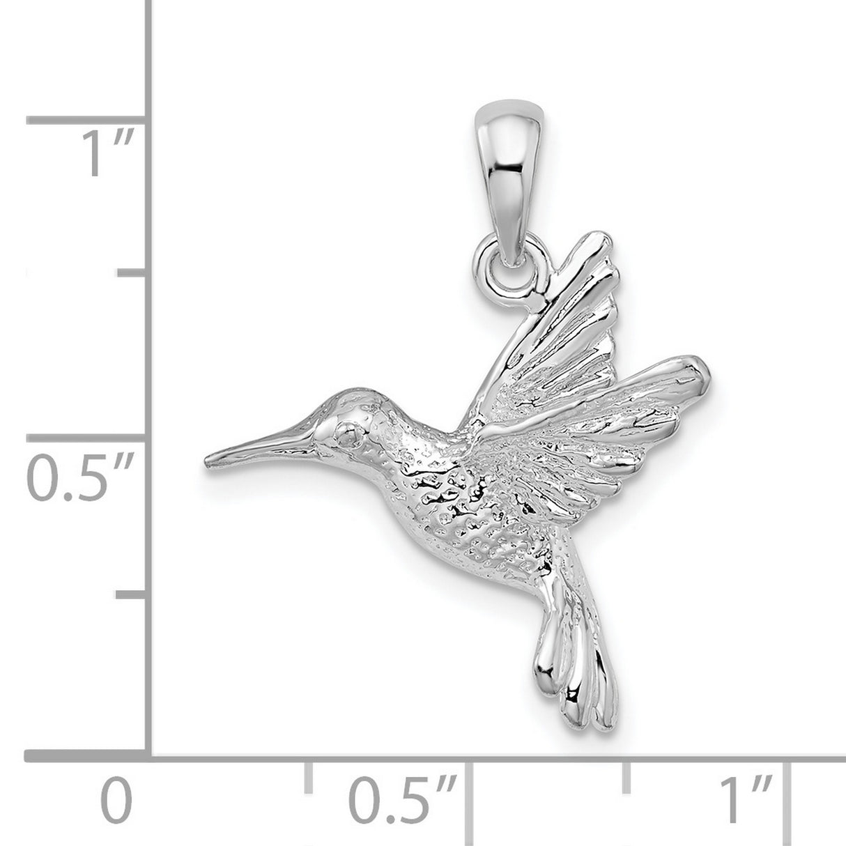 Sterling Silver Hummingbird Pendant with Textured Wings and Detailed Body for Women