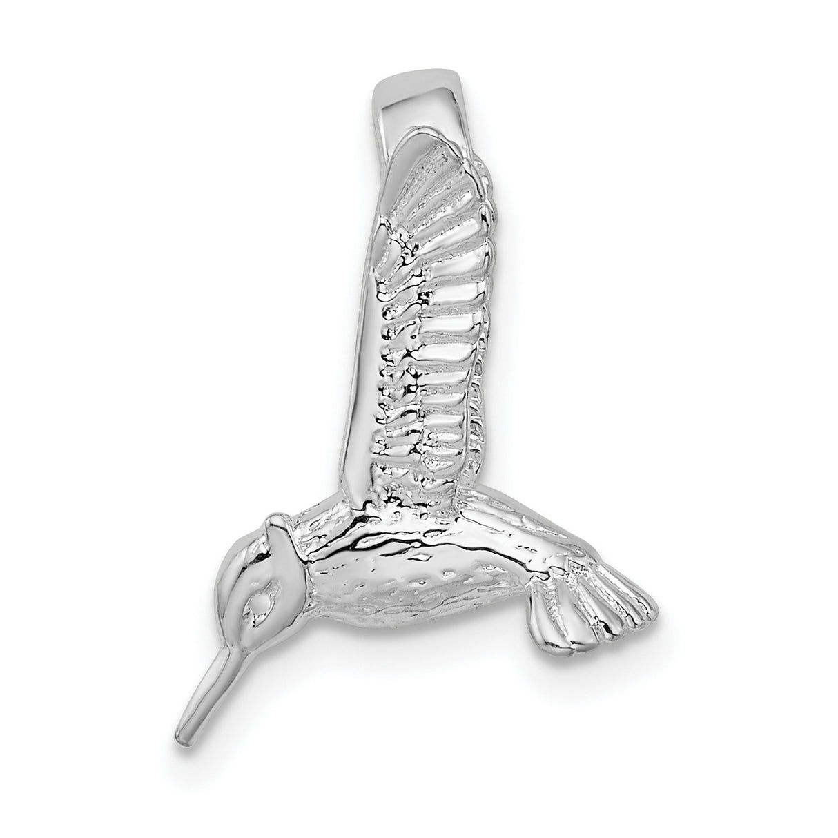 Sterling Silver Hummingbird Pendant with Detailed Wings, Nature Inspired Bird Jewelry for Women
