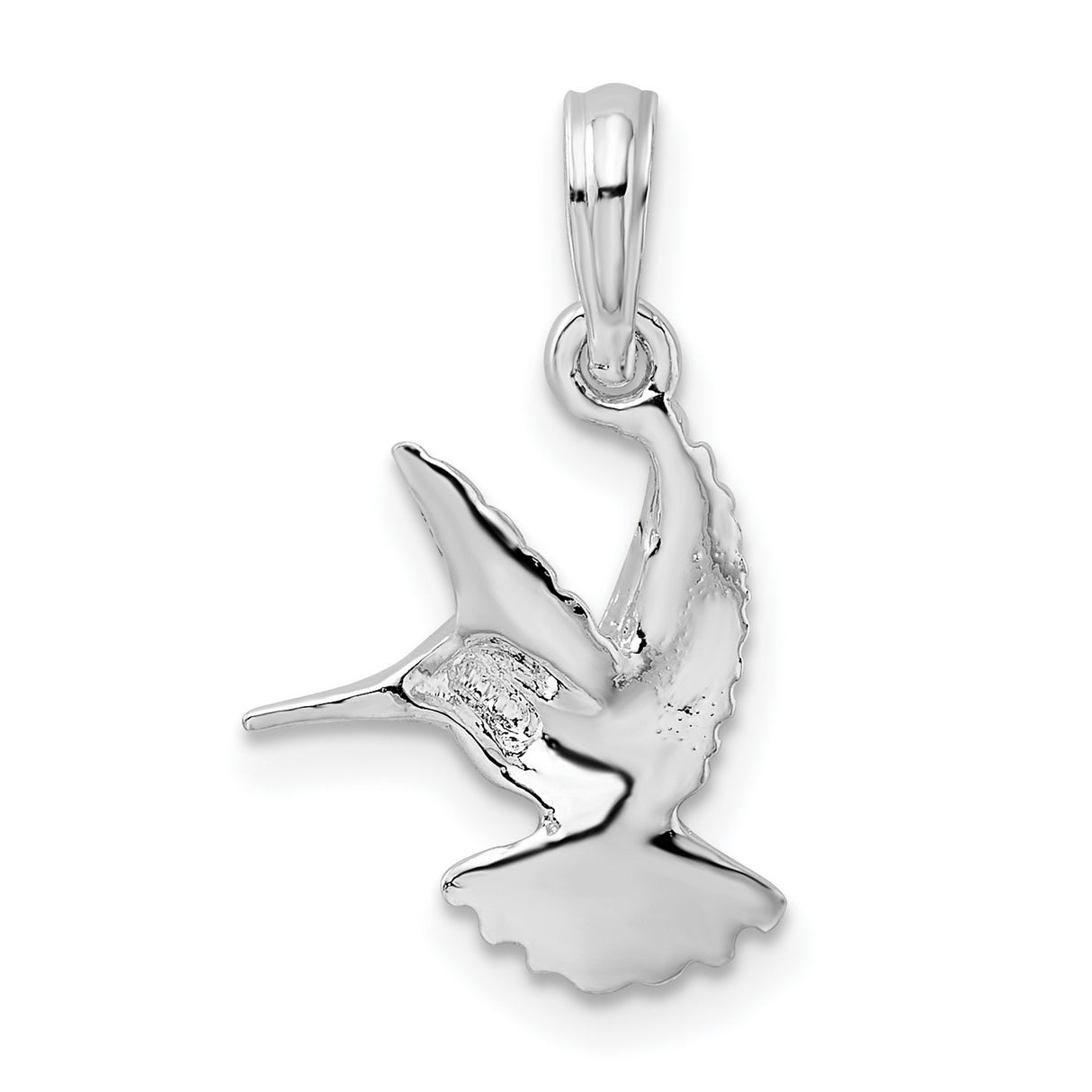 Sterling Silver Hummingbird Pendant with Detailed Wings and Beak, Symbolic Nature Jewelry for Women