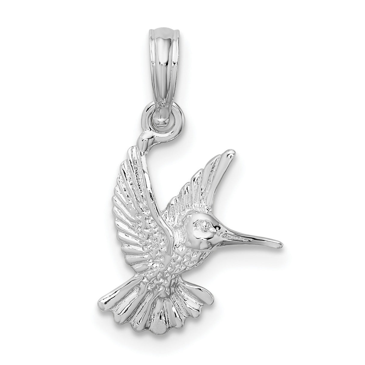 Sterling Silver Hummingbird Pendant with Detailed Wings and Beak, Symbolic Nature Jewelry for Women