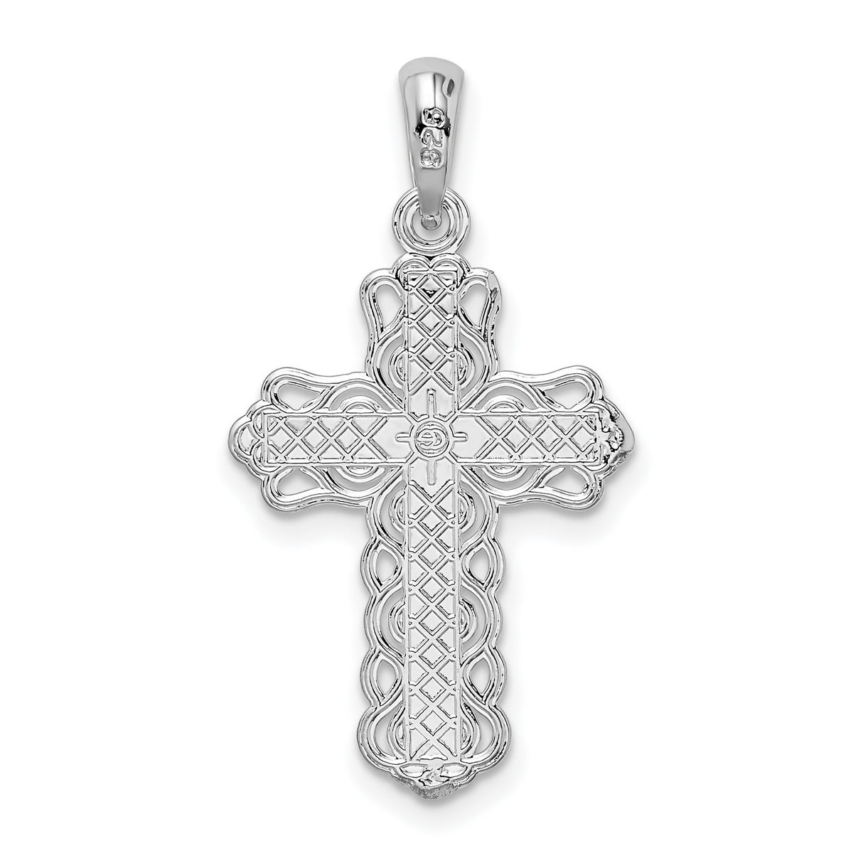 Sterling Silver Cross Pendant with Filigree Lace Edge and Milgrain Detail