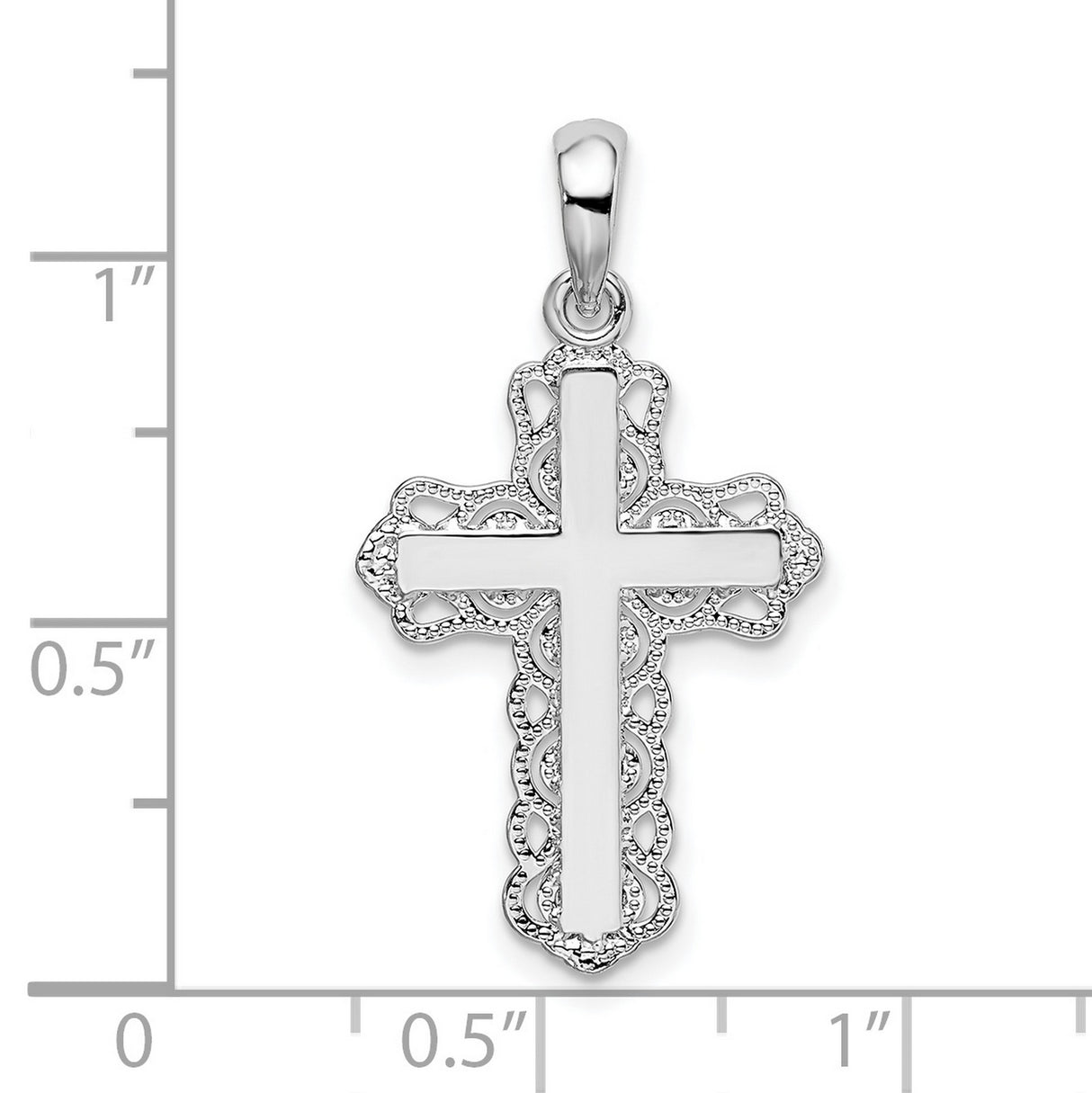 Sterling Silver Cross Pendant with Filigree Lace Edge and Milgrain Detail