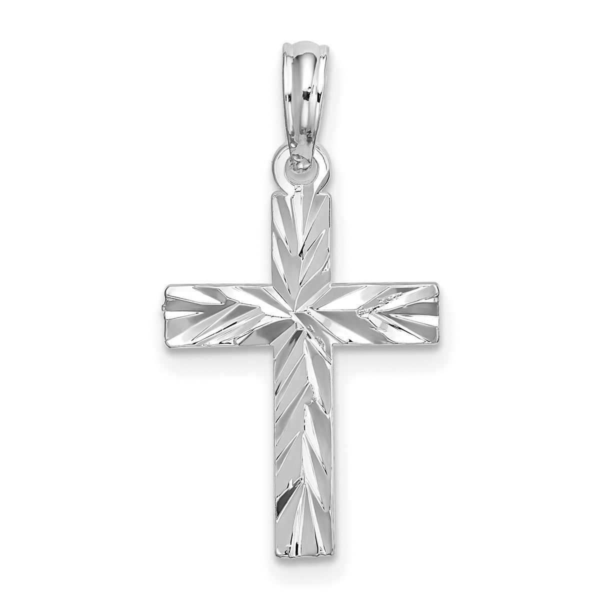 Sterling Silver Latin Cross Pendant with Diamond Cut Finish, Modern Religious Jewelry for Men and Women