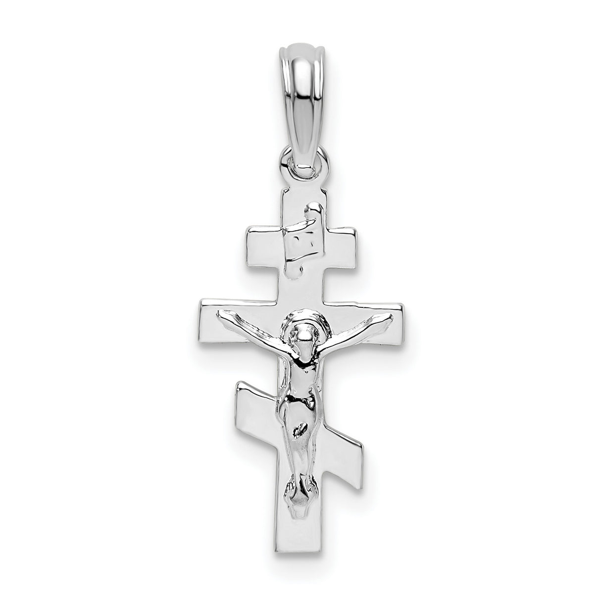 Sterling Silver Crucifix Pendant with Detailed Jesus and Byzantine Cross Design
